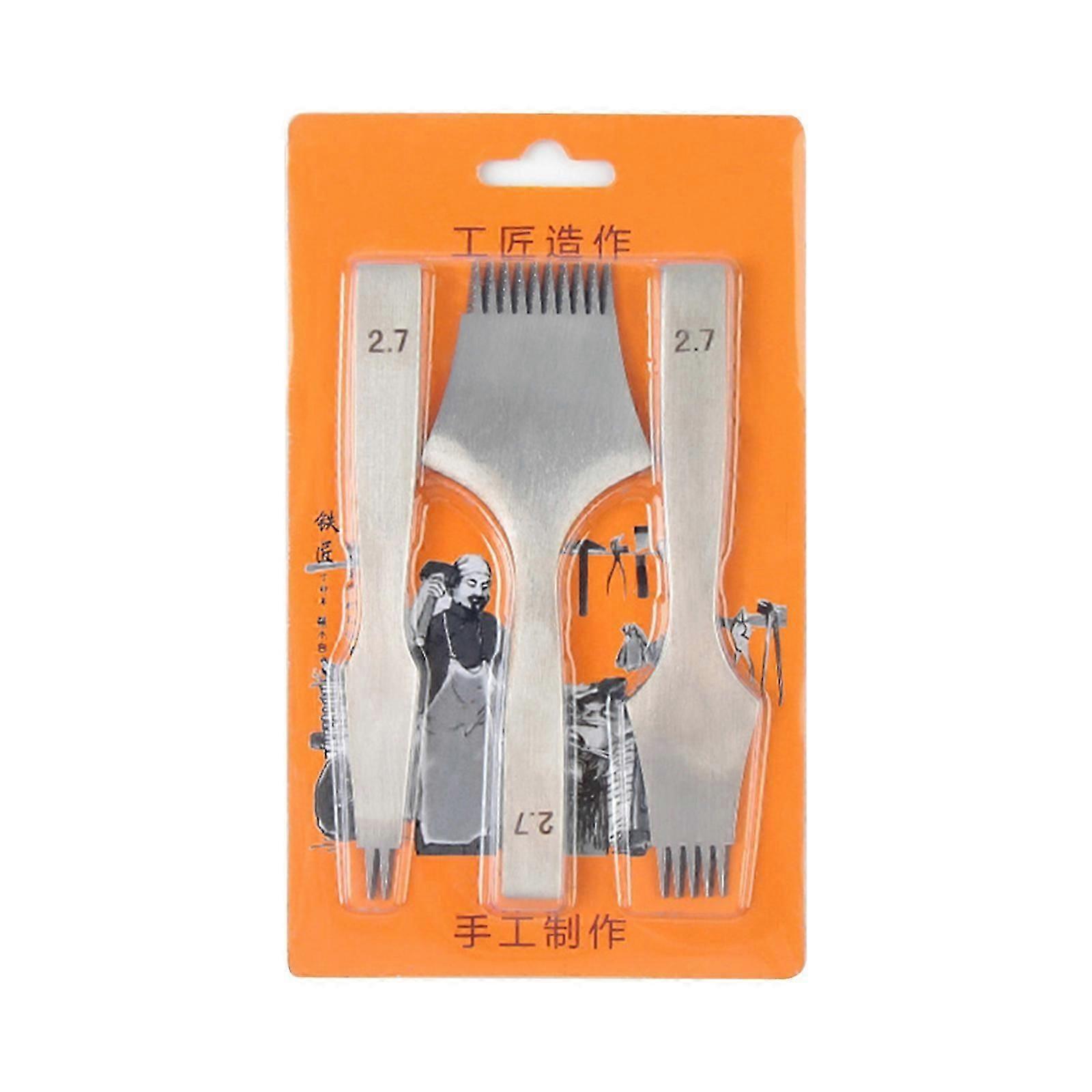 Punch Prong Tool Kits, Professional Leathers Craft 2/5/10 Prong Chisel Leathers Craft Tool Hole Punches Lacing Stitching