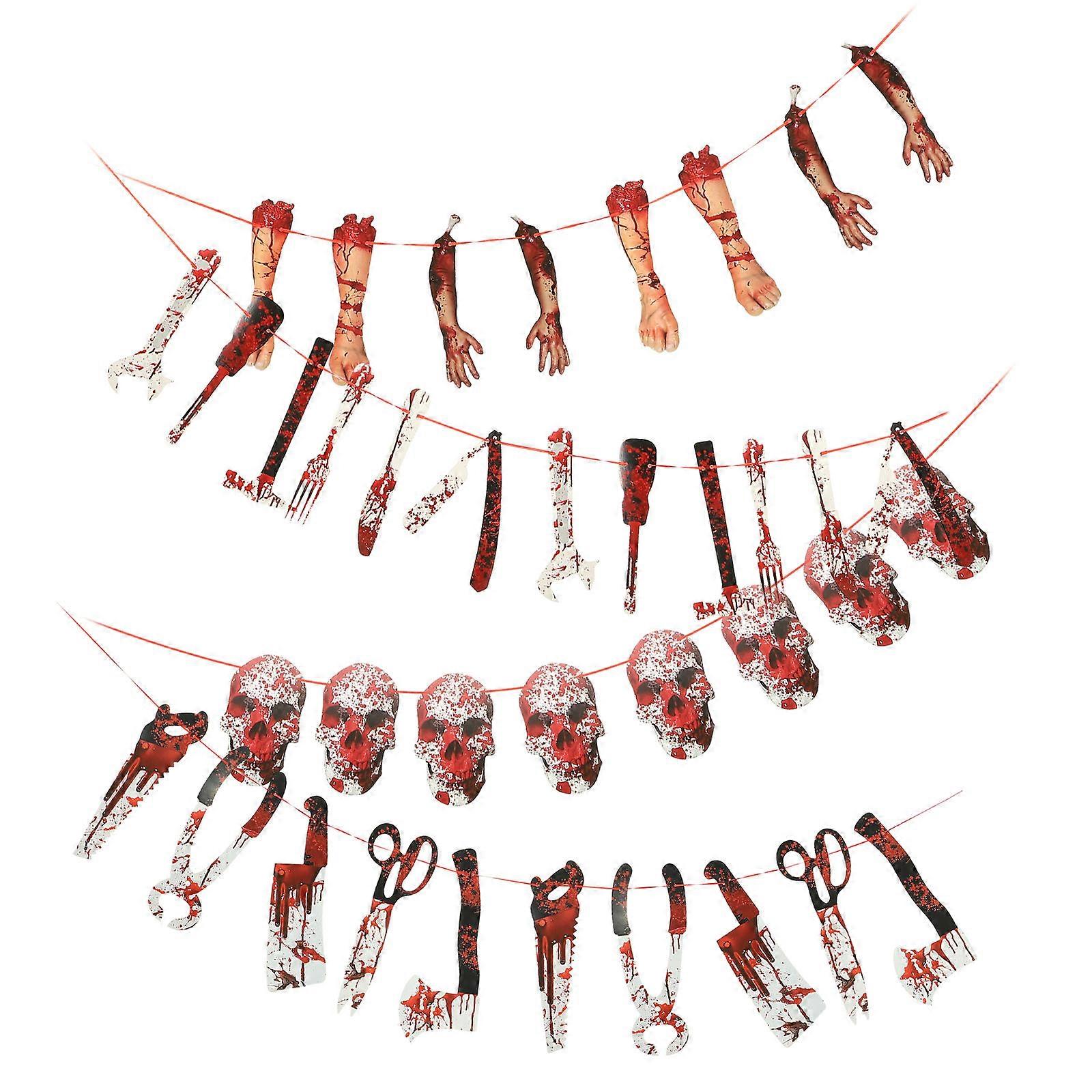 Hanging Halloween Banner Party Decoration Assorted Color 20X5CM Rectangle Shape 4 Sets