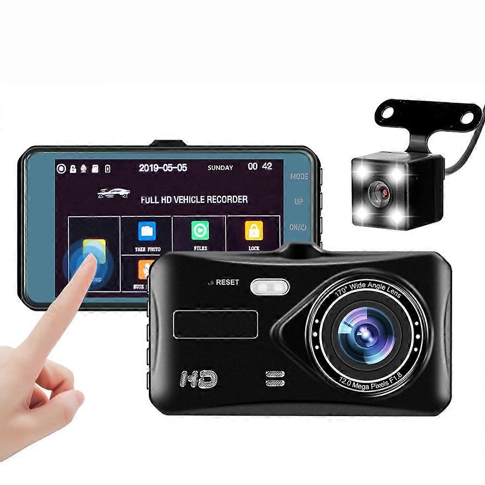 4 inch Car DVR 1080P HD Parking Monitoring Loop Recording Night Vision Dash Cam Front Rear Dual Came