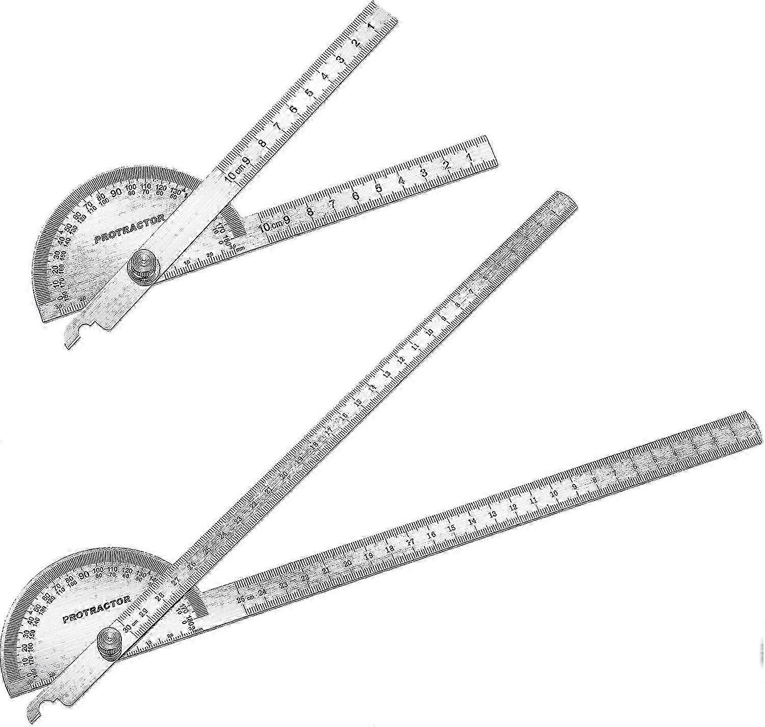 2 pieces angle protractor ruler swing arm stainless steel measure tool degrees