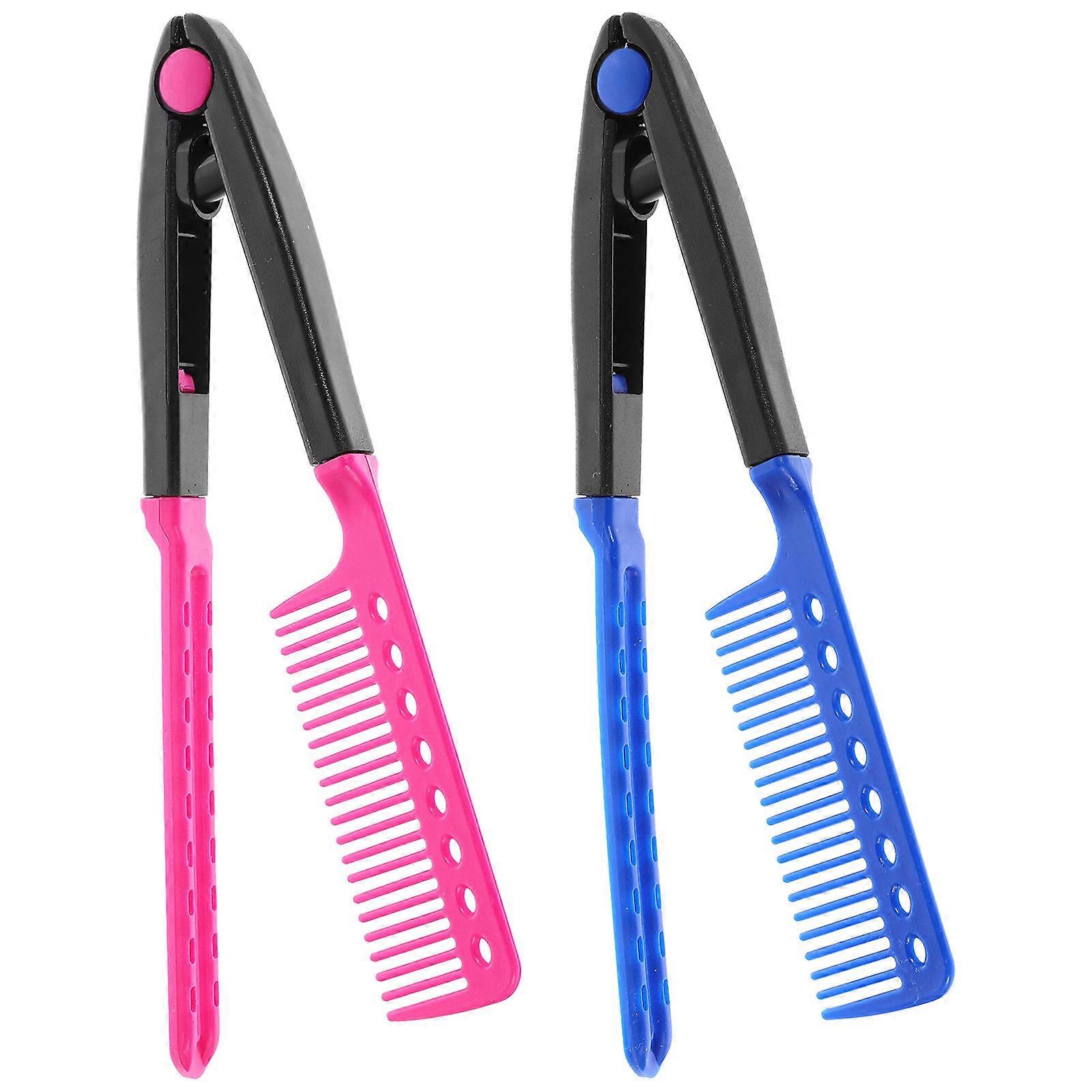 Salon Hairdressing Comb V-Shaped Hair Styling Combs for Lady Blow Drying Blue 2Set