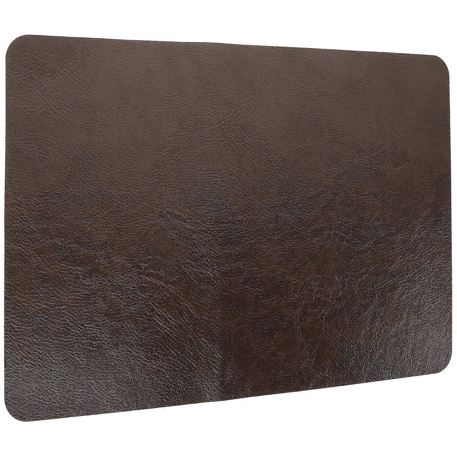 Heat-Resistant Table Mats for Dining Table Rectangular Brown Two-Layer Cowhide Pattern Pu Leather 1 Piece