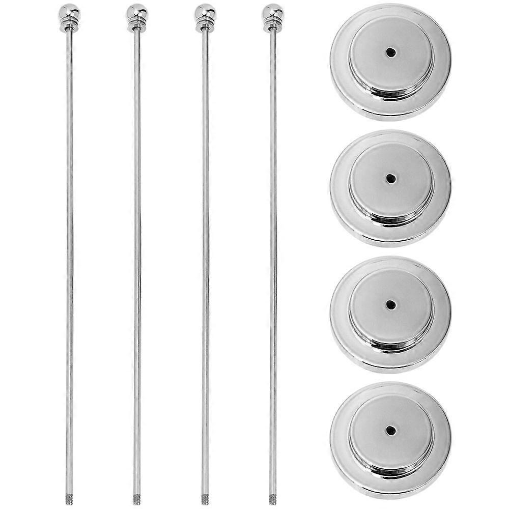 Decorative Flag Base Standing Flag Pole with Base for Festivals 4Pcs Silver Plastic