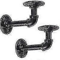 工業用パイプ棚ブラケット、ビンテージ工業用棚ブラケット本棚DIY家具吊り下げフローティングウォールシェルフ-2pcsブラックJb52 Jb52-dwdz