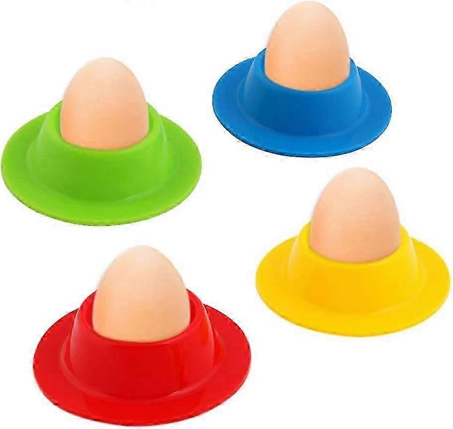 Egg Holder Set, 4PCS Silicone Egg Cups Set Egg Cups Stand for Kitchen Boiled Eggs Breakfast