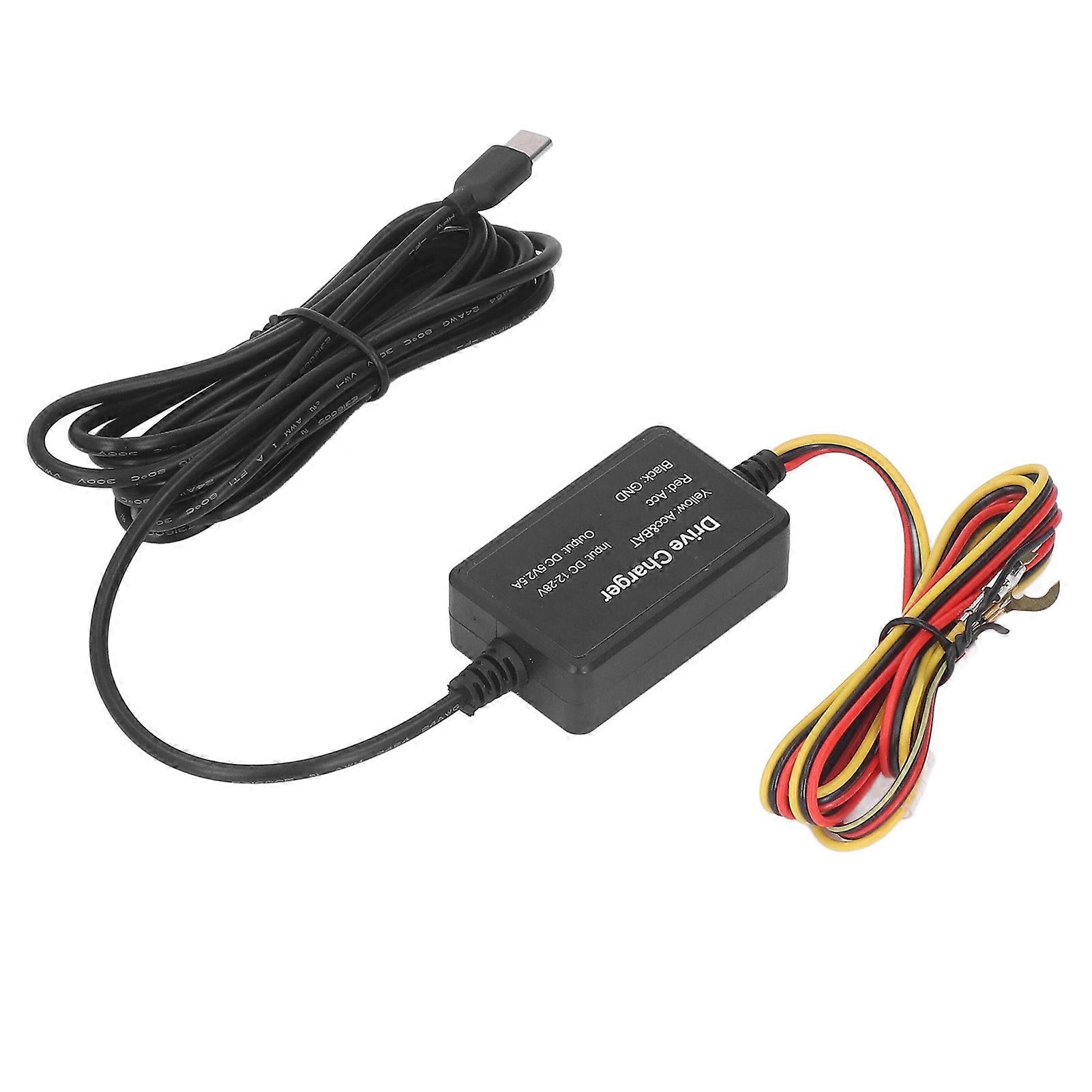 Dash Cam Hardwire Kit Rubber Metal for Mirror Cam GPS Navigator Radar Detector 12‑30V 10W MICRO