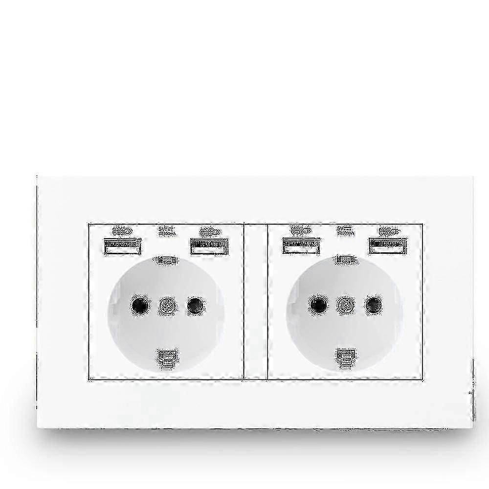 16A Dual USB Wall Power Outlet with Double Frame