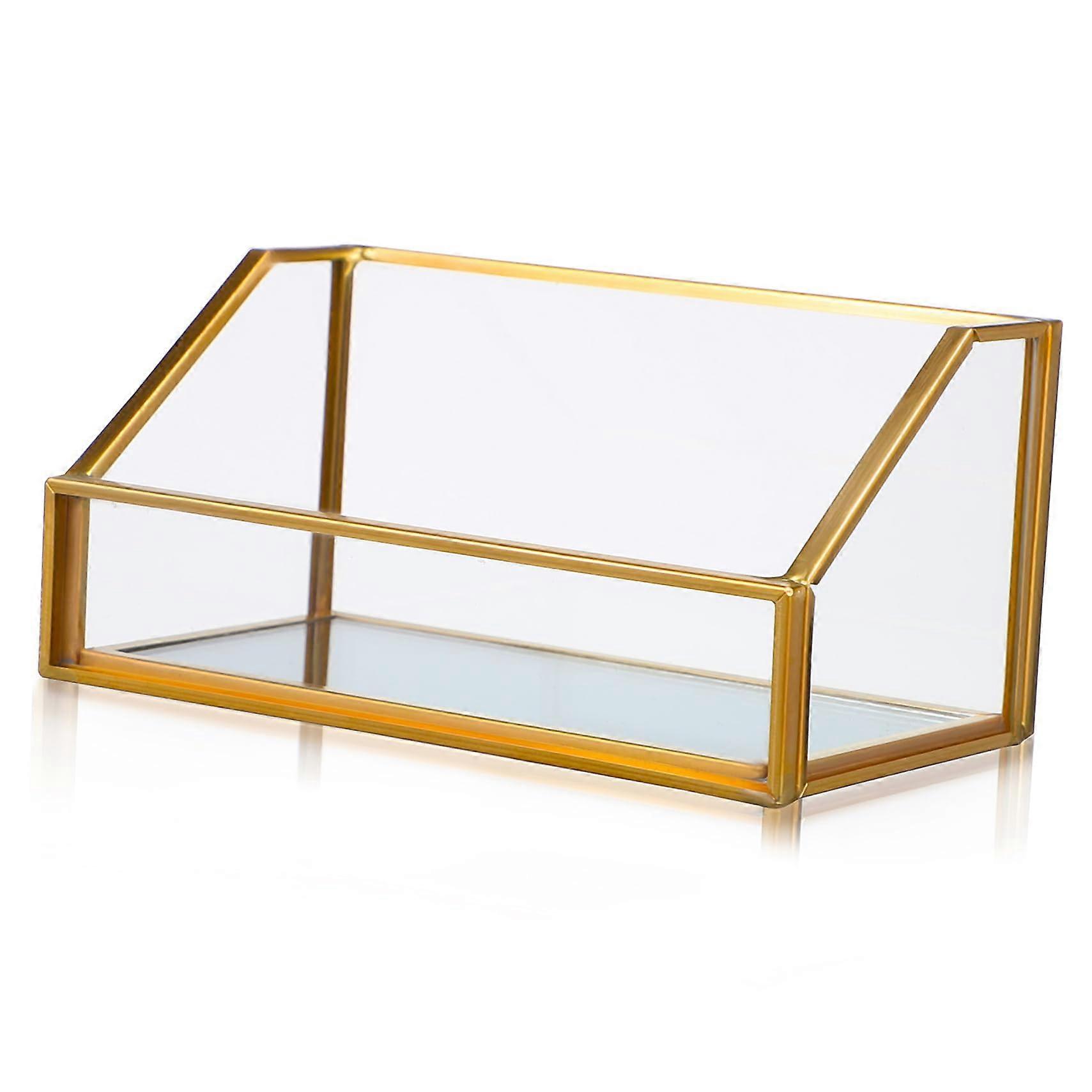 Compact and easytoclean glass business card organizer, multipurpose card holder for the office
