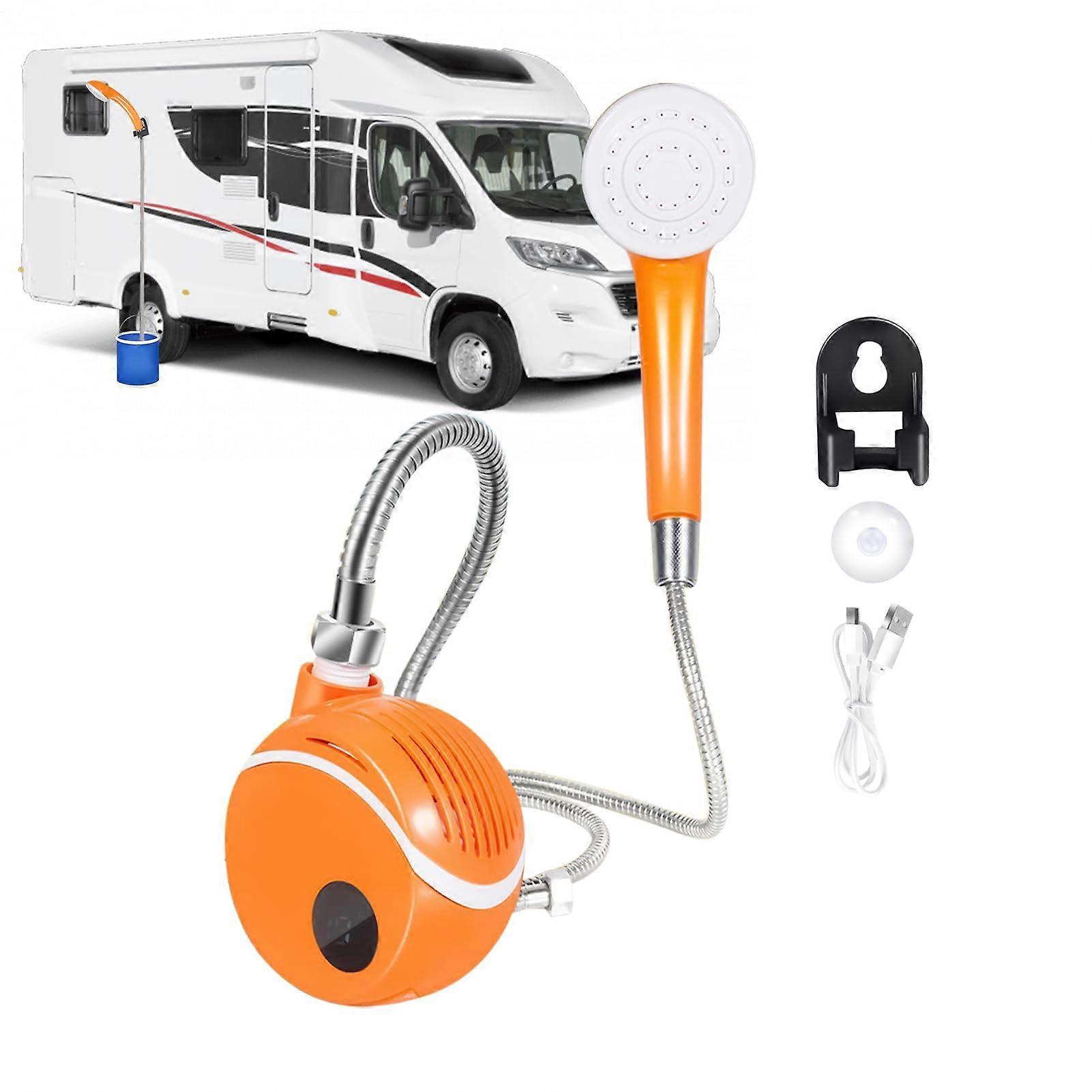 Rechargeable Portable Camping Shower with Smart Showerhead, Waterproof Submersible Pump for Outdoor Travel and Activities.