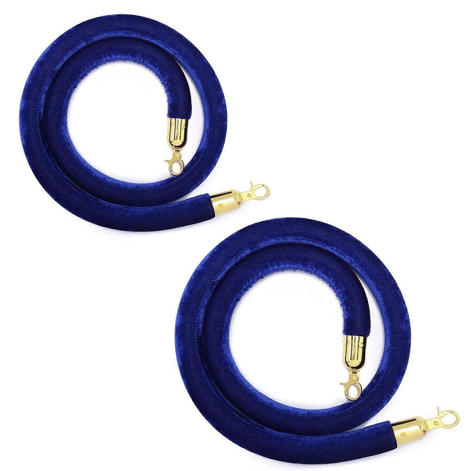 Blue Twisted Rope for Crowd Control, 1.5 m Length, 3.2 cm Diameter, Polished Snap Buttons, Queue Stanchion Rope