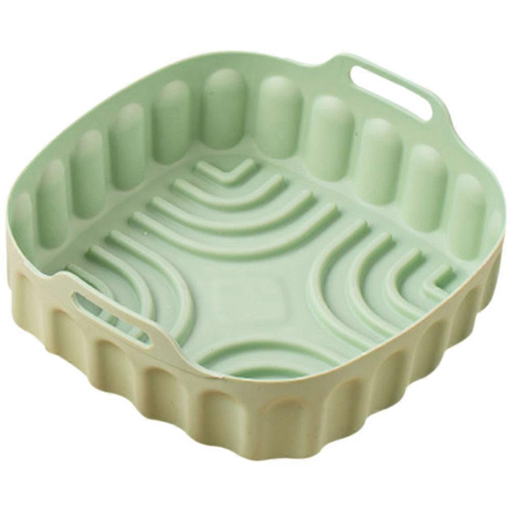 Silicone Airfryer Liner Heat Resistant Non-stick Tray for Air Fryer 21.5X21.5X5CM Green Separate Oil Filtering 1Pack