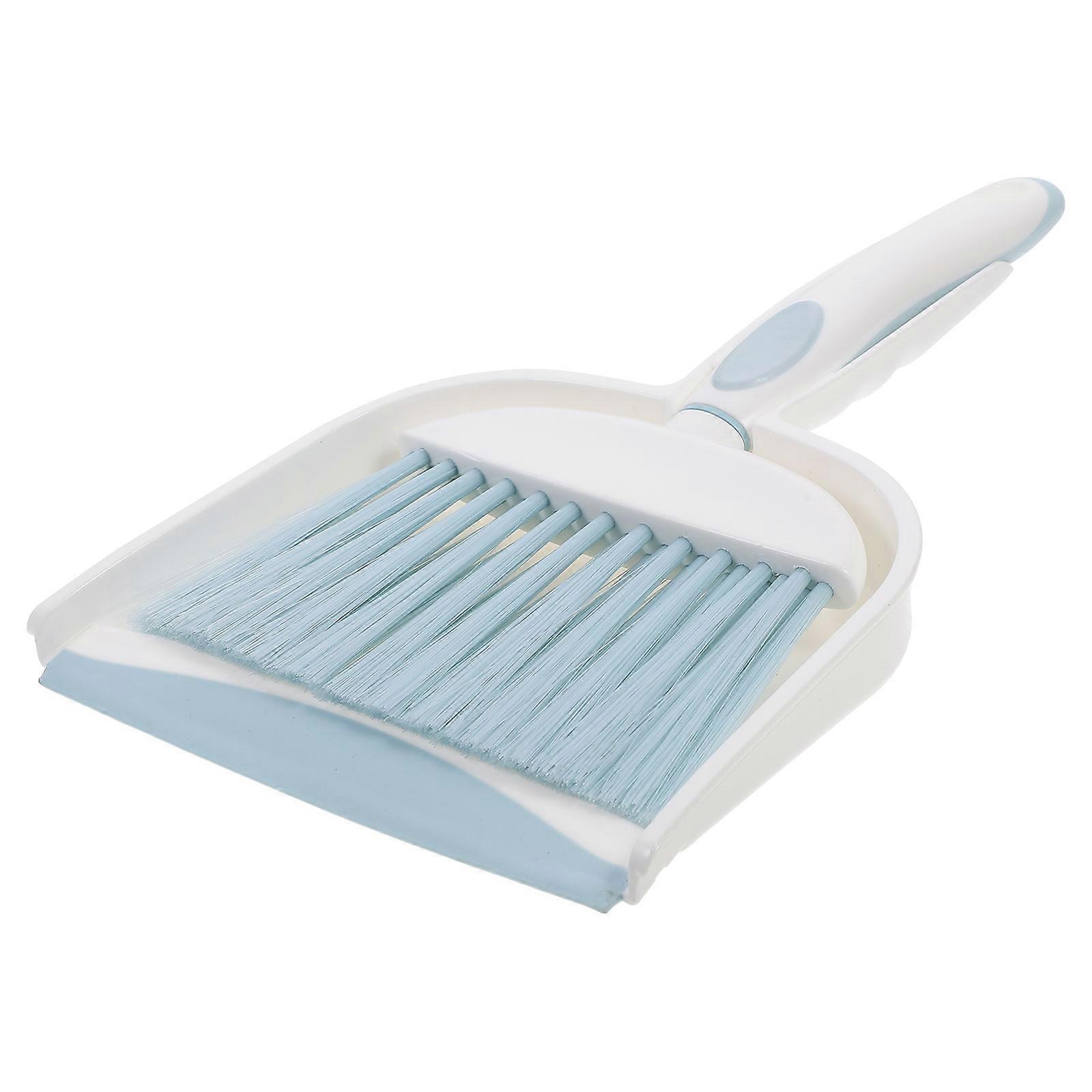 Dustpan and Brush Set Small Broom for Desktop Cleaning Portable Blue