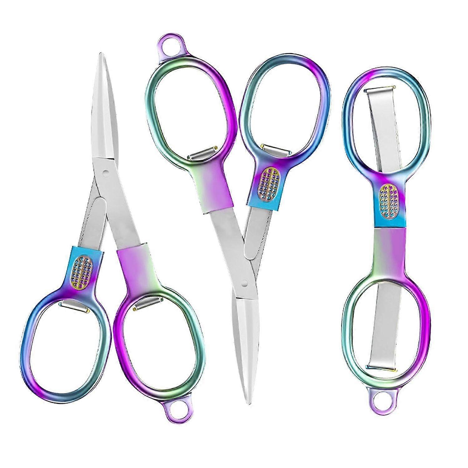 2 Pieces Stainless Steel Mini Scissors Folding Scissors Portable Tools DIY Craft Accessories
