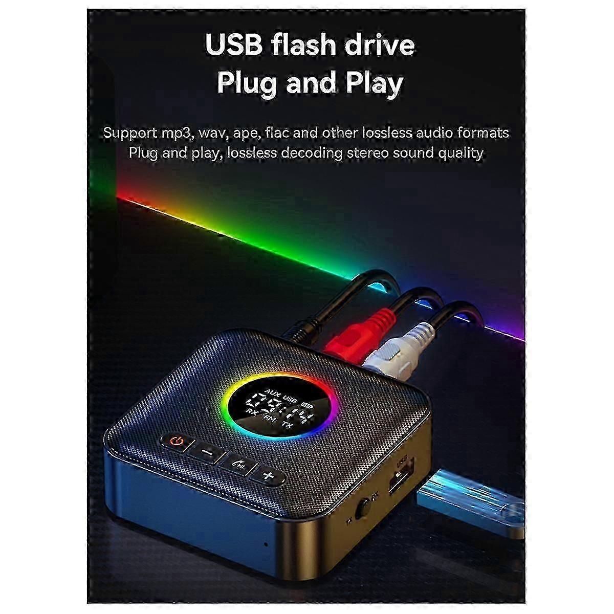 New 5.4 Bluetooth Adapter o Receiver FM Frequency Modulation Transmitter Lossless U Disk One to Two bs