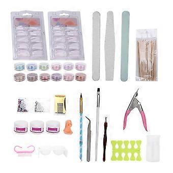Ensemble de manucure d’ongles Glitter Powder Nail Tips Pinceau Nail Art Tool Kit pour salon de manucure