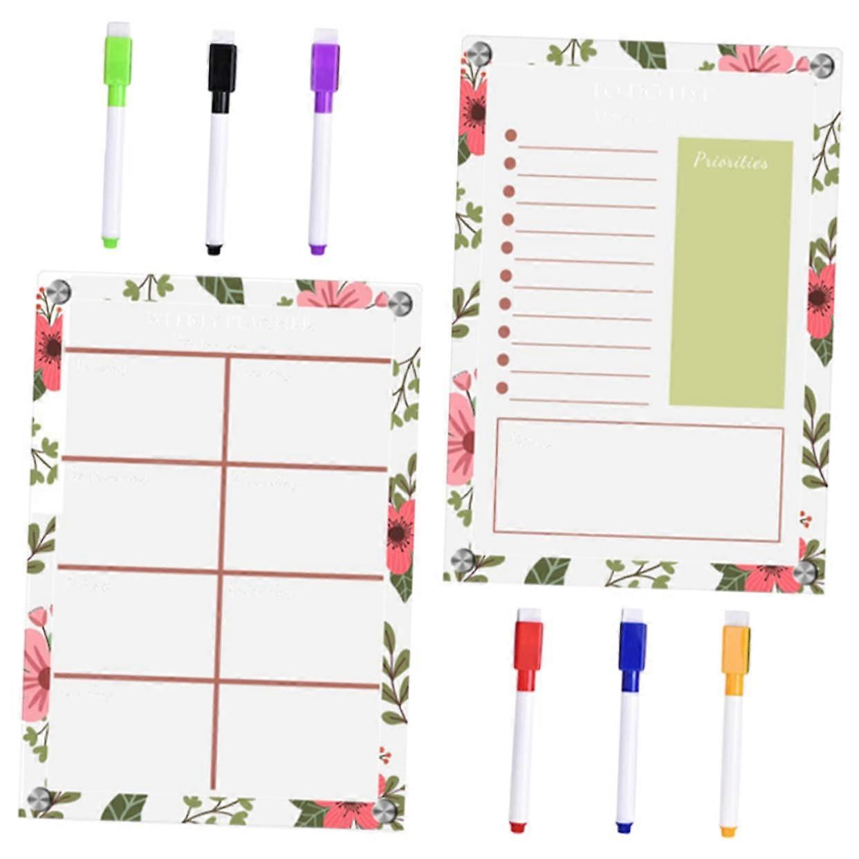Magnetic Message Board Acrylic Whiteboard Weekly Fridge Calendar, One-Row Fridge Schedule and Appointment Reminder