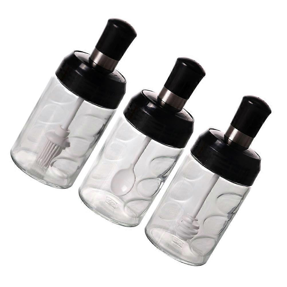 Glass Seasoning Container Set with Spoon and Lid – Kitchen Condiment Jar for Salt, Sugar, and Starch Storage
