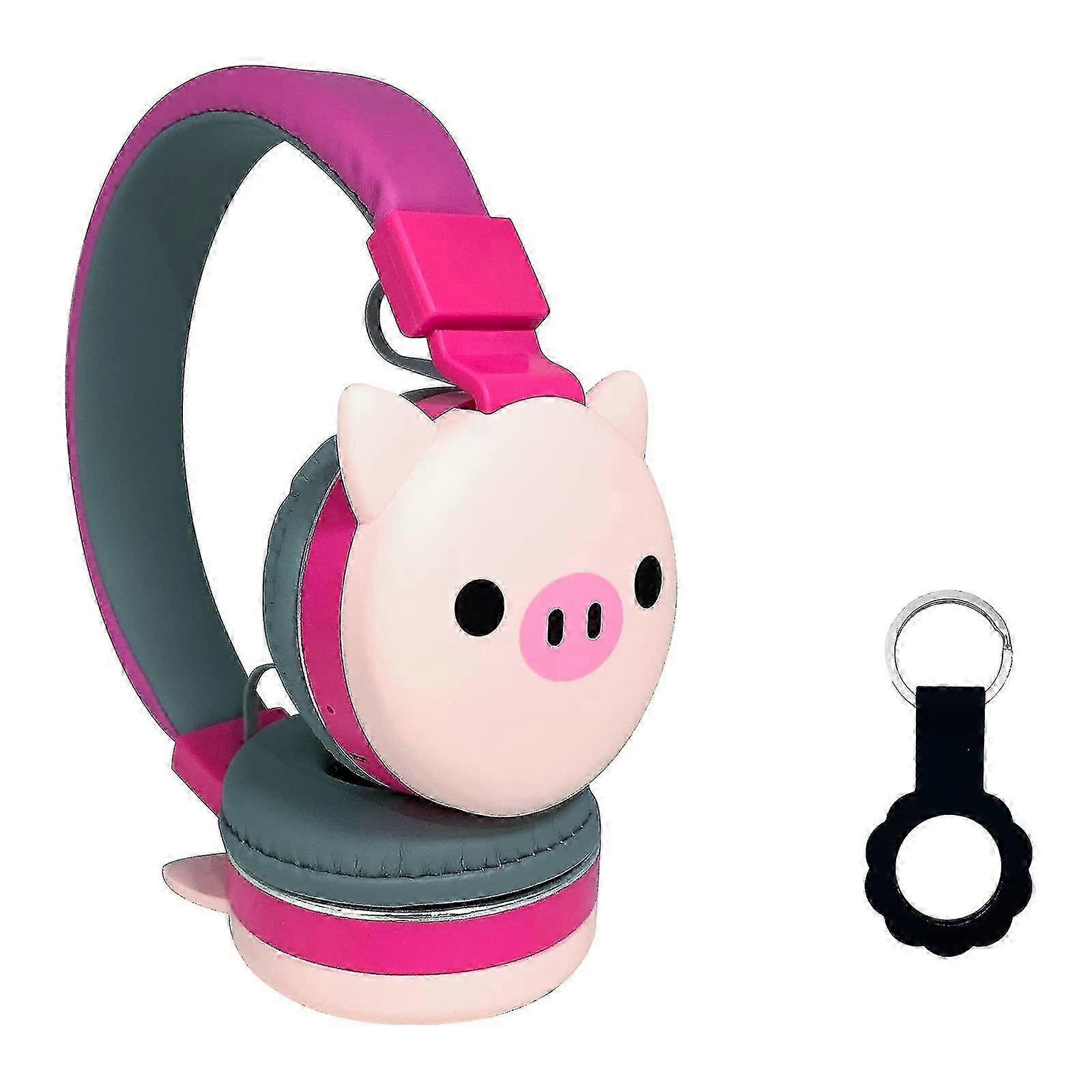 子供のBiuetoothヘッドセット漫画ヘッドフォンワイヤールズFMヘッドセット音楽ステレオ研究(ピンク豚)