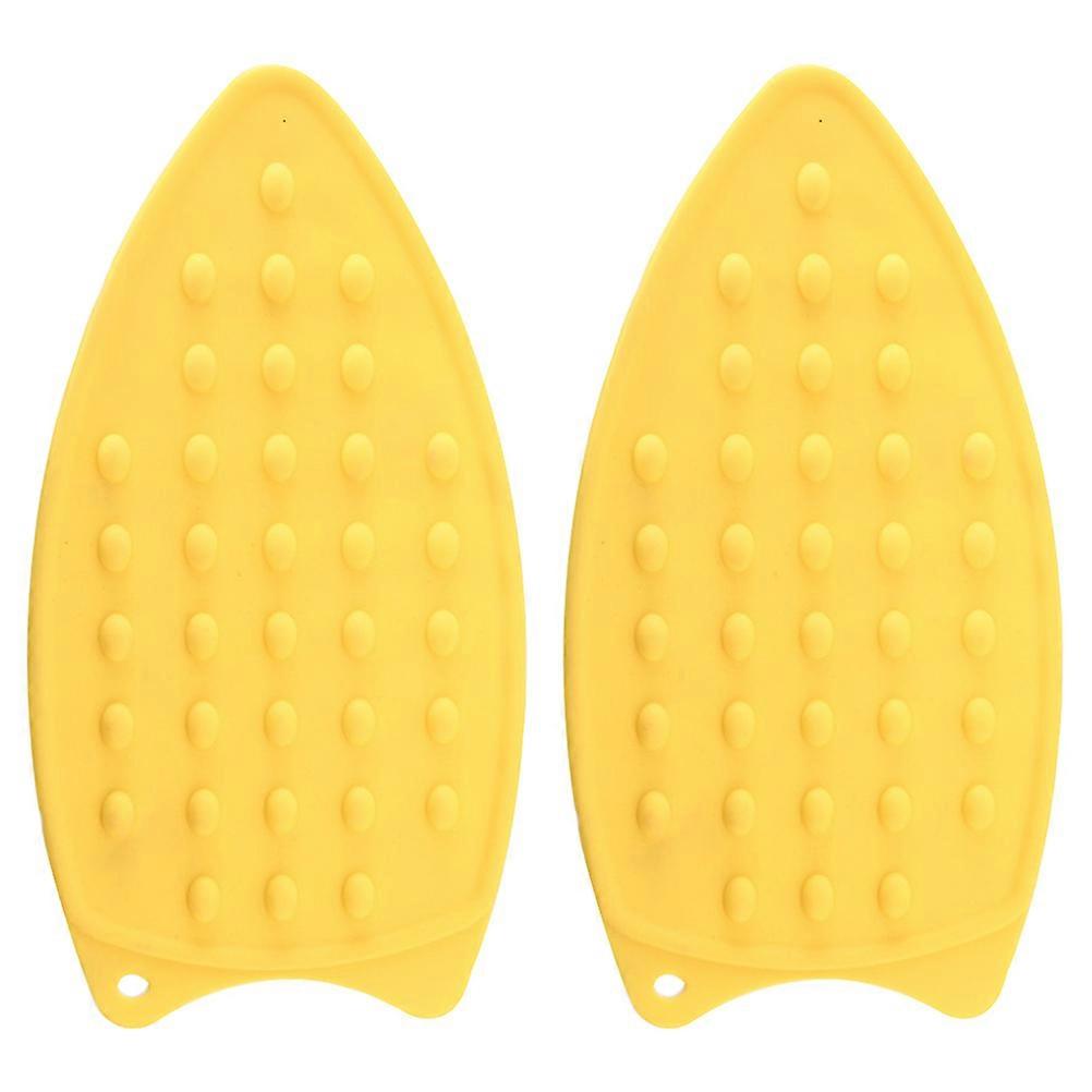 Hot Iron Pad Thicken Silicone Material Iron Stand Mat Yellow Color Heatproof Mat For Kitchen Use 2Pcs