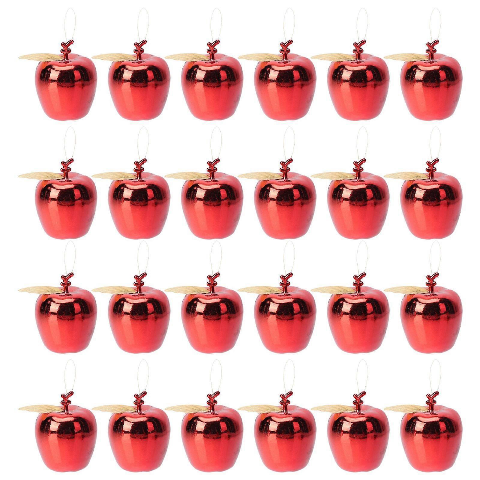 24Pcs Simulation Apple Pendants Decorative Christmas Apple Hanging Ornaments