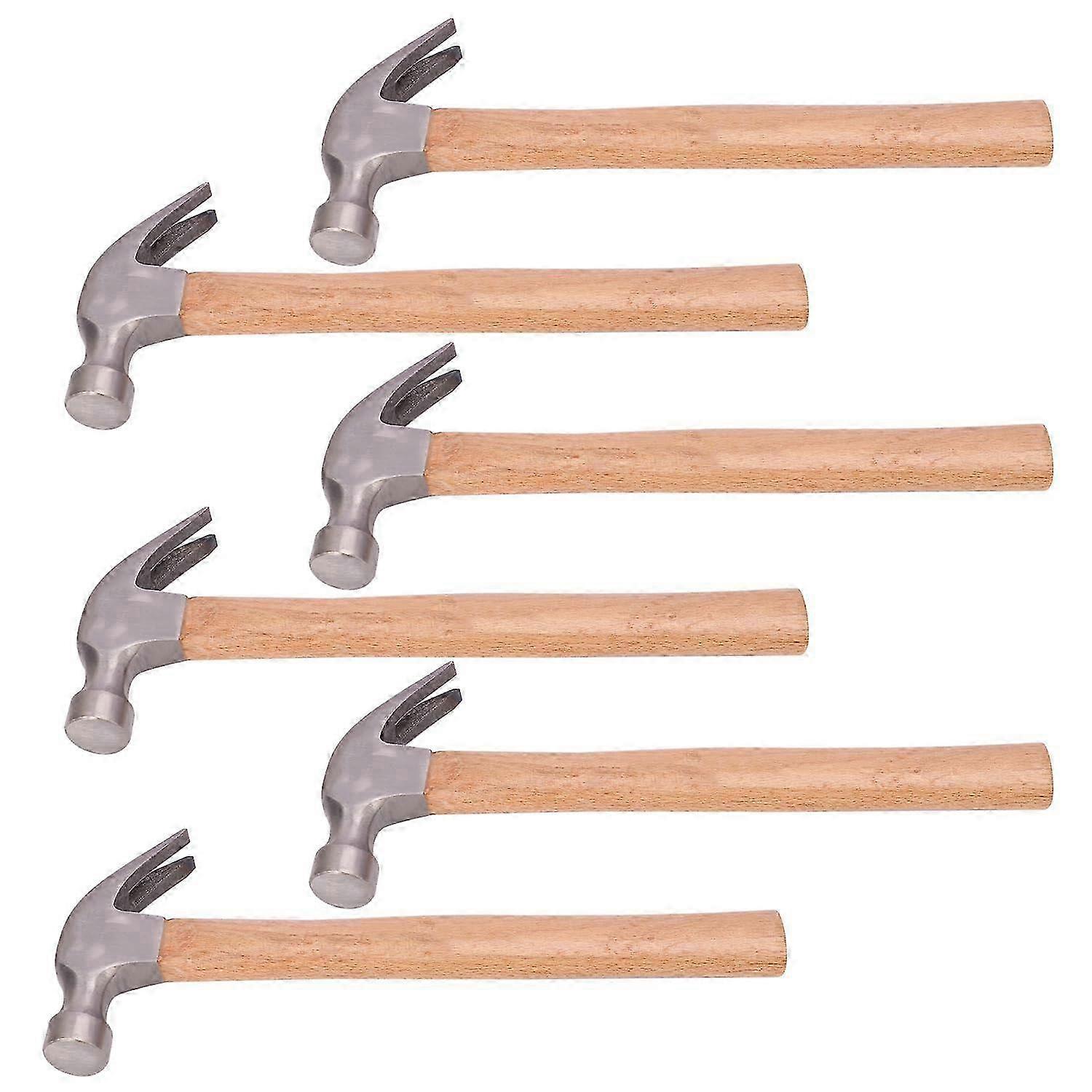 طقم مطرقة مخلب مكون من 6 عبوات بمقبض خشبي ، 17.6 أونصة من الرؤوس الفولاذية المزورة ، مناسبة للنجارة والهدم