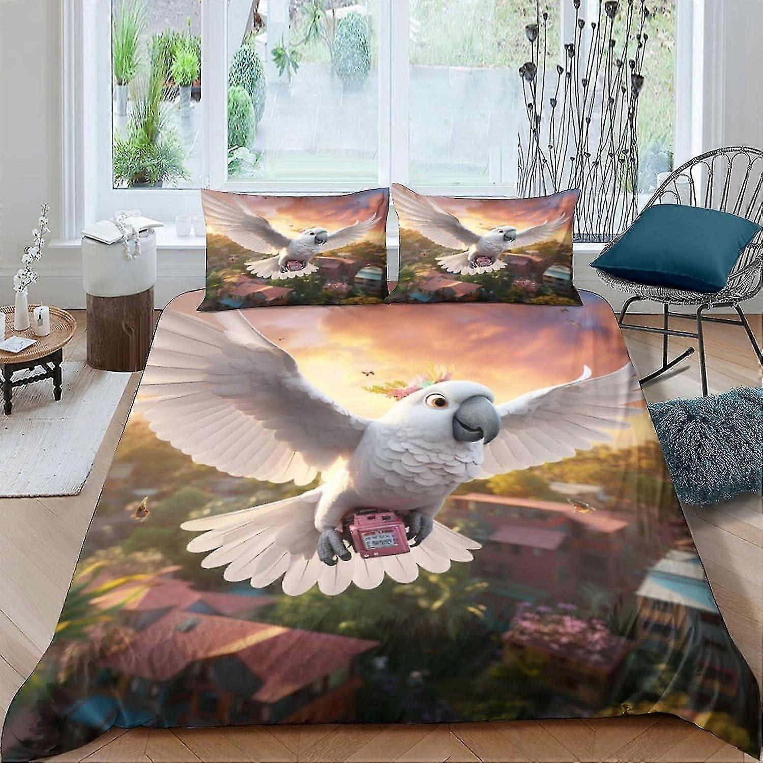 Cartoon Bird 3D Printed Soft Microfiber Duvet Cover Set for Any Brand Quality for Kids Teens Adults Double