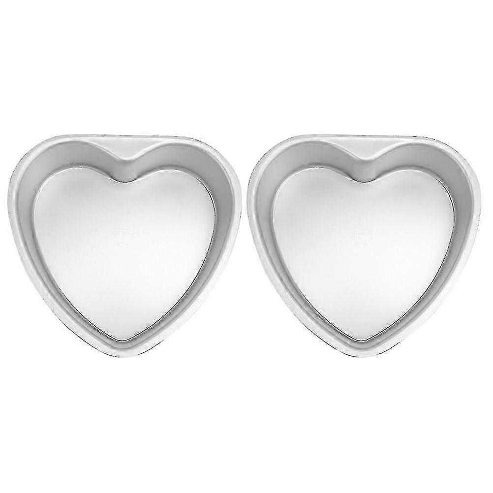 2-Piece Heart-Shaped Cake Pan Set with Removable Bottom - Silver Baking Mold 15.3x14.8x5.3CM for Romantic Occasions
