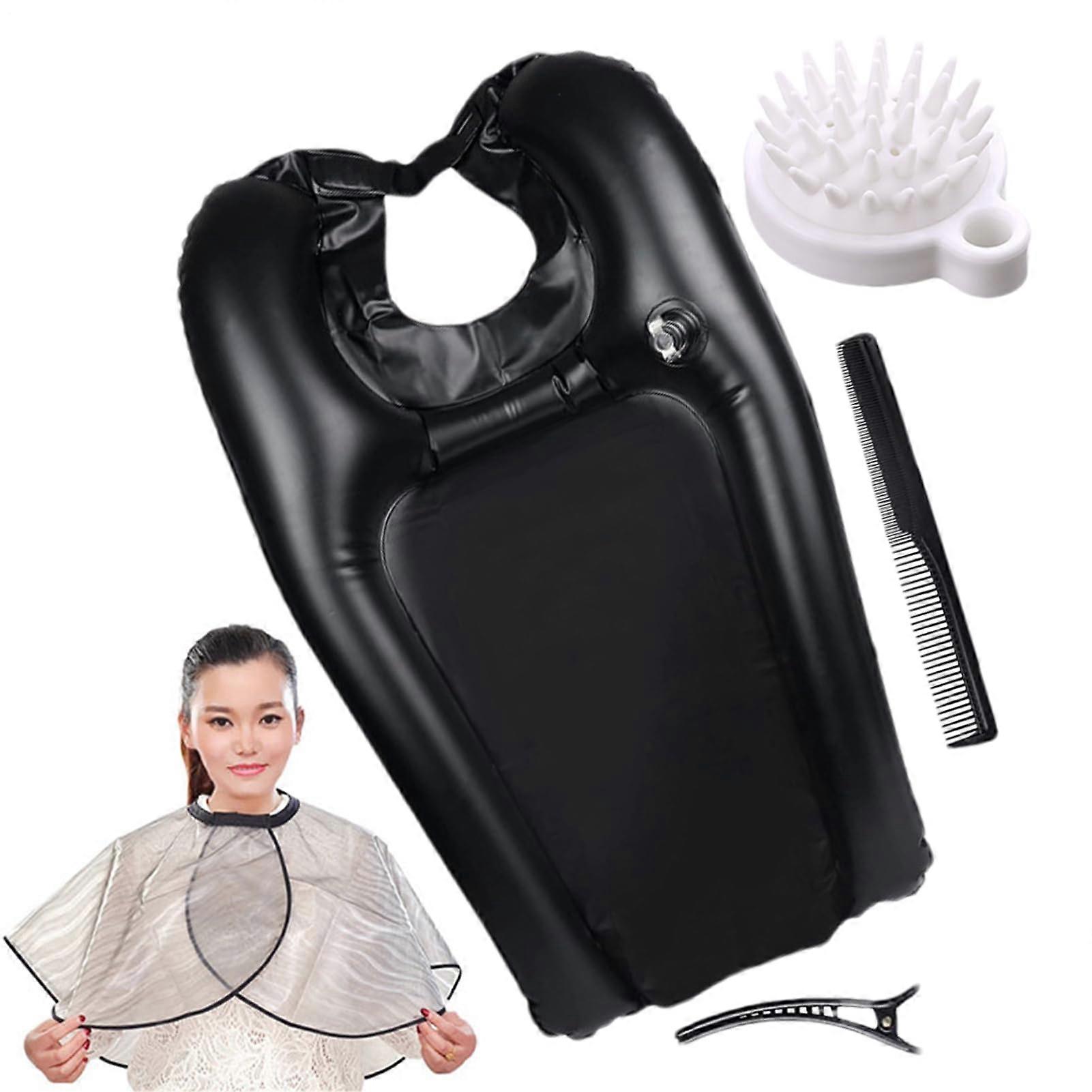 Inflatable Hair Wash Basin for Bedridden Use, Waterproof Scarf, Neck Support, Portable Hair Tray for Home Sink