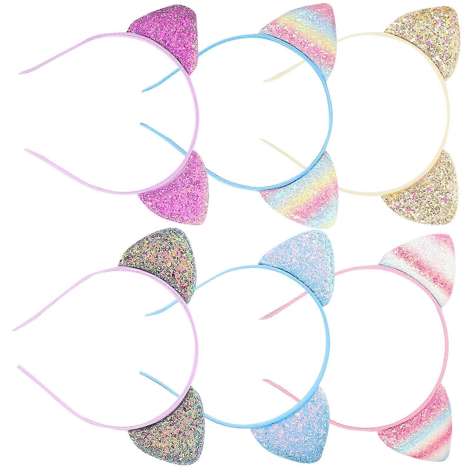Here's a polished and engaging product description based on your input:
**6pcs Sequin Cat Ears Headbands – Cute Glitter Hairbands for Parties,