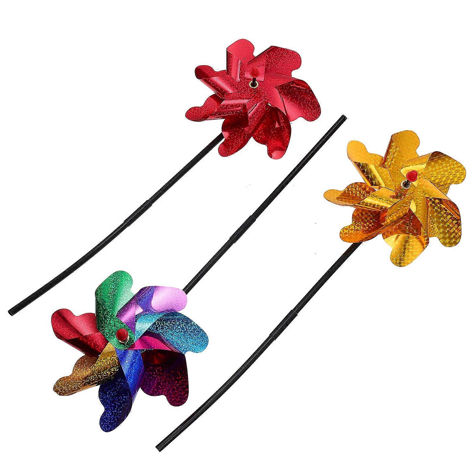 Garden Decor Wind Spinner Pinwheel Outdoor Use in Wind Round Shape PVC Material 3Pcs