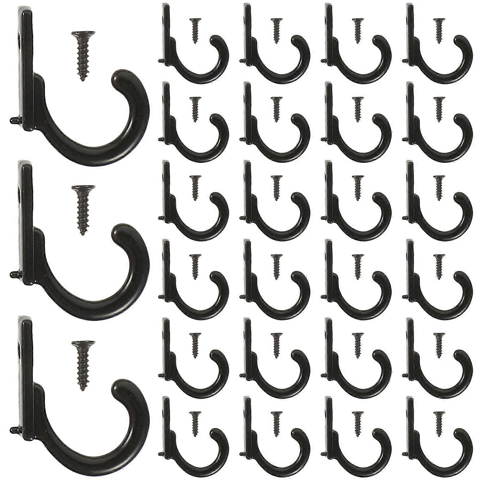 Wall Mounted Zinc Alloy Black Hooks for Hanging Towels Coats Keys and Coffee Cups 58 Pieces Small Size
