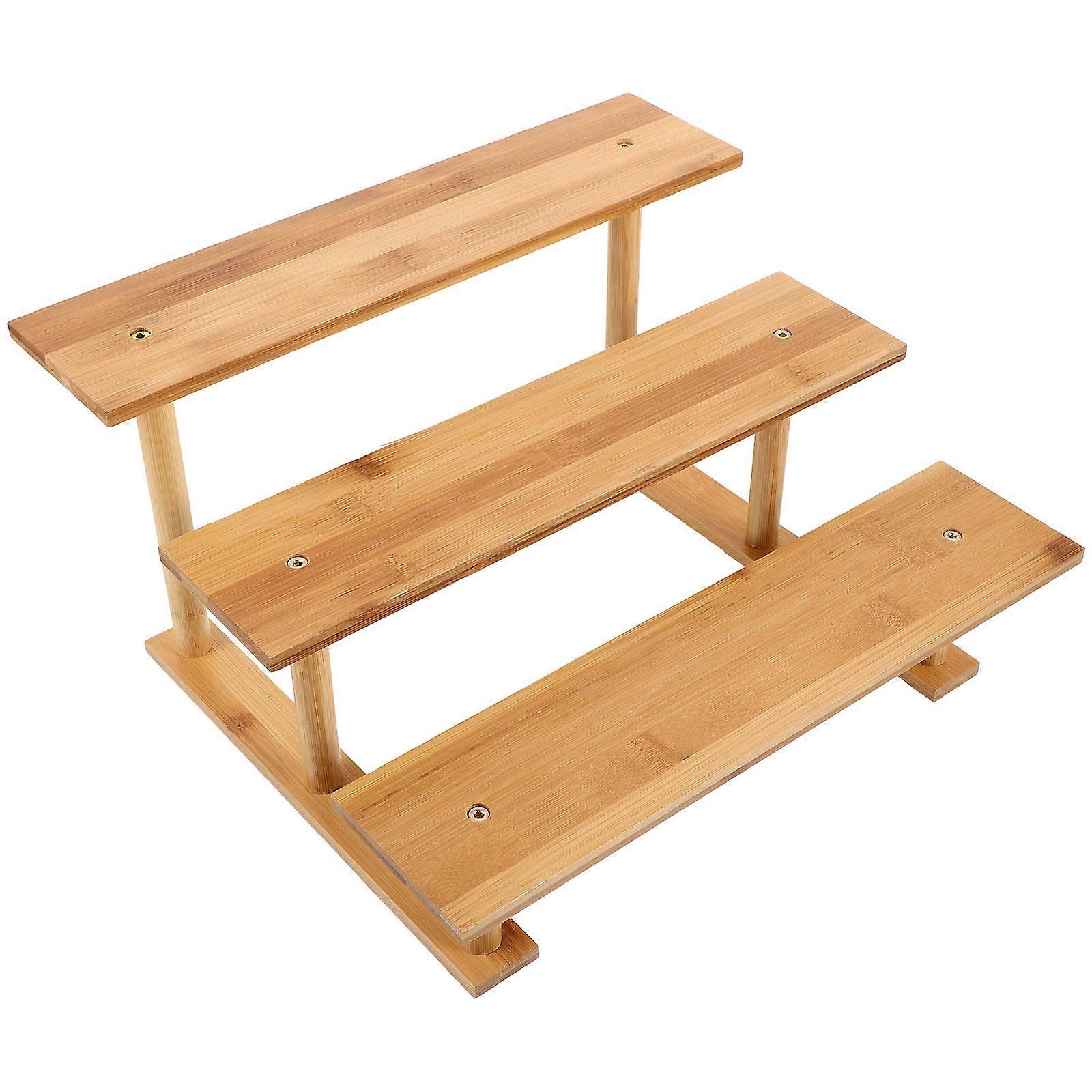 Wood Plant Stand for Home Use Khaki 3-tier Tray Planter Rack Safe Durable