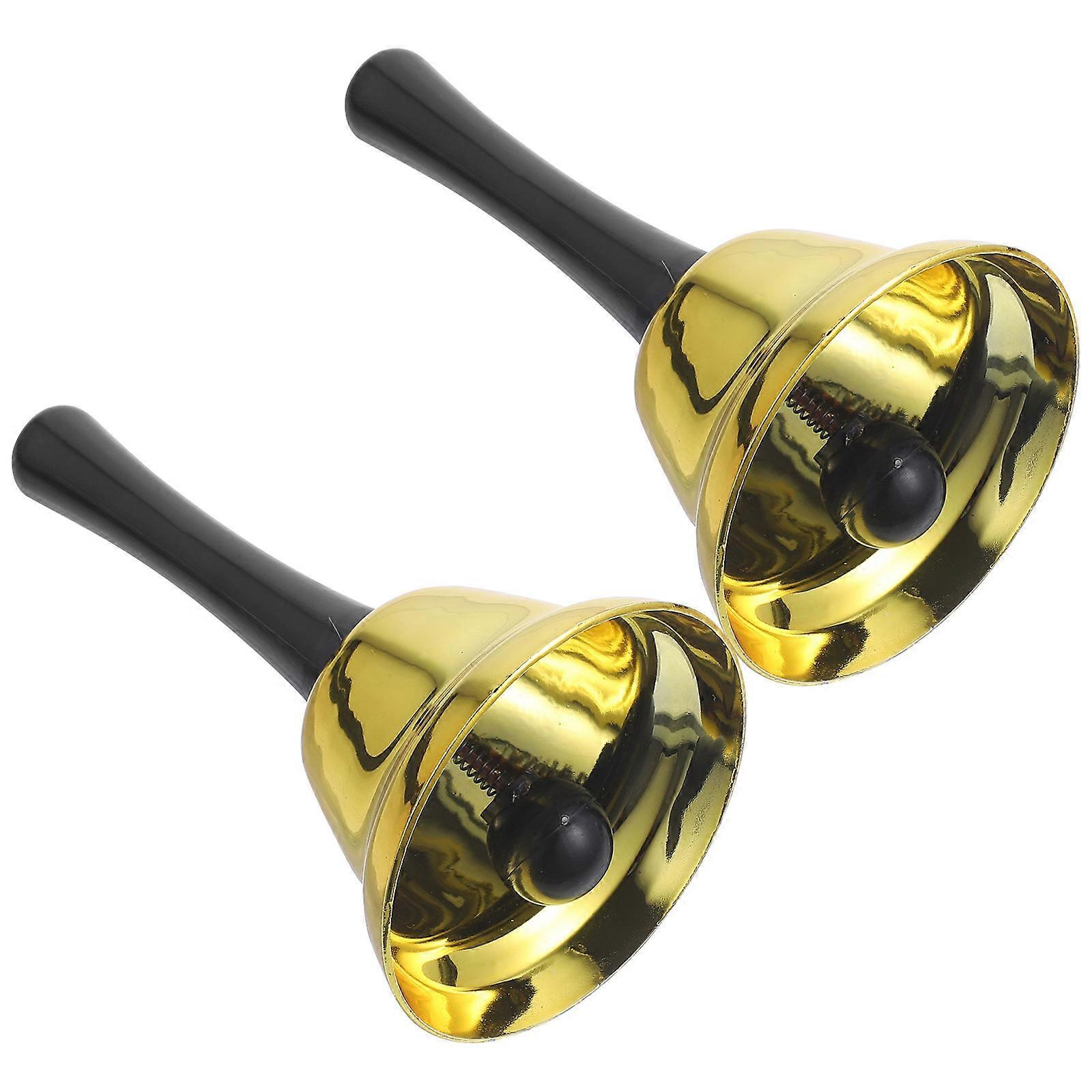 Golden Hand Bell for Decoration Made of Iron and Practical for Long Term Use Fits Any Counter 2pcs
