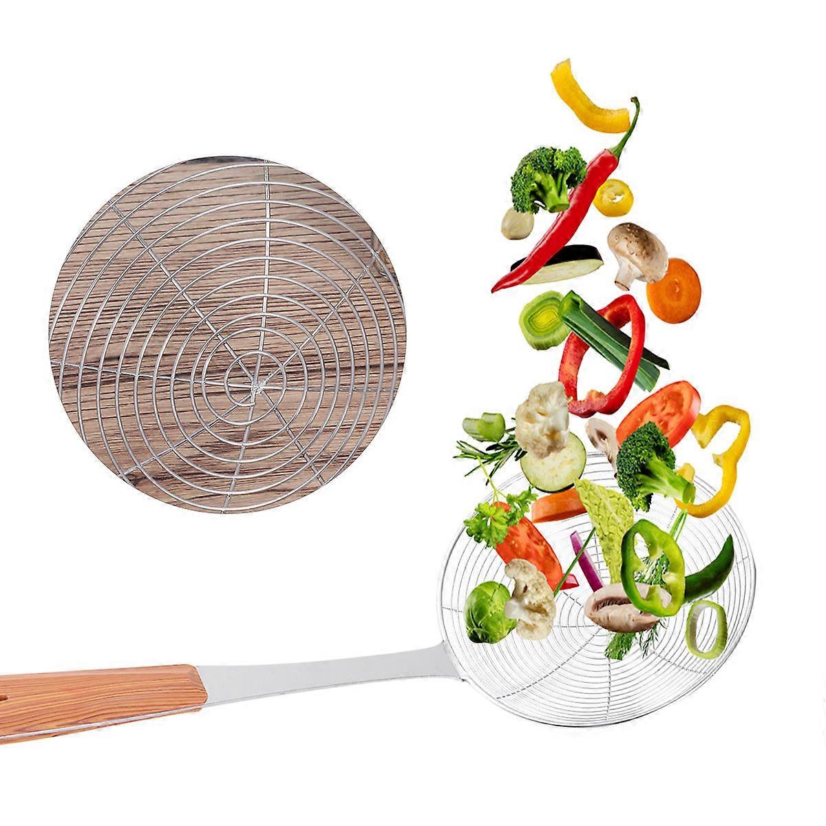 Stainless Steel Mesh Colander Spoon Oil Strainer with Handle for Noodles, Potatoes, French Fries – Kitchen Cooking Frying Tool