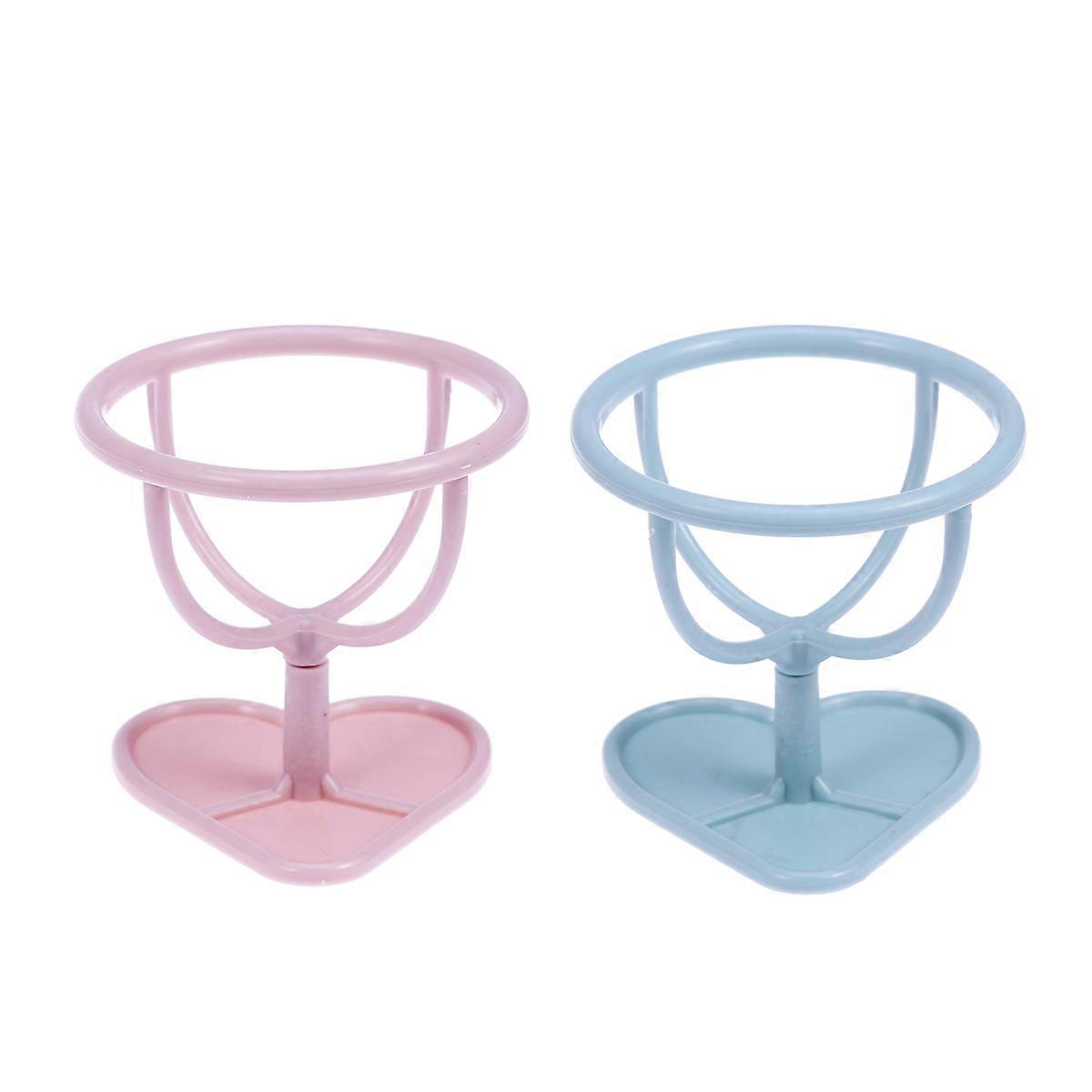 Durable Plastic Powder Puff Stand Holder for Makeup Sponge Storage Elegant Chic Design Assorted Color 2pcs