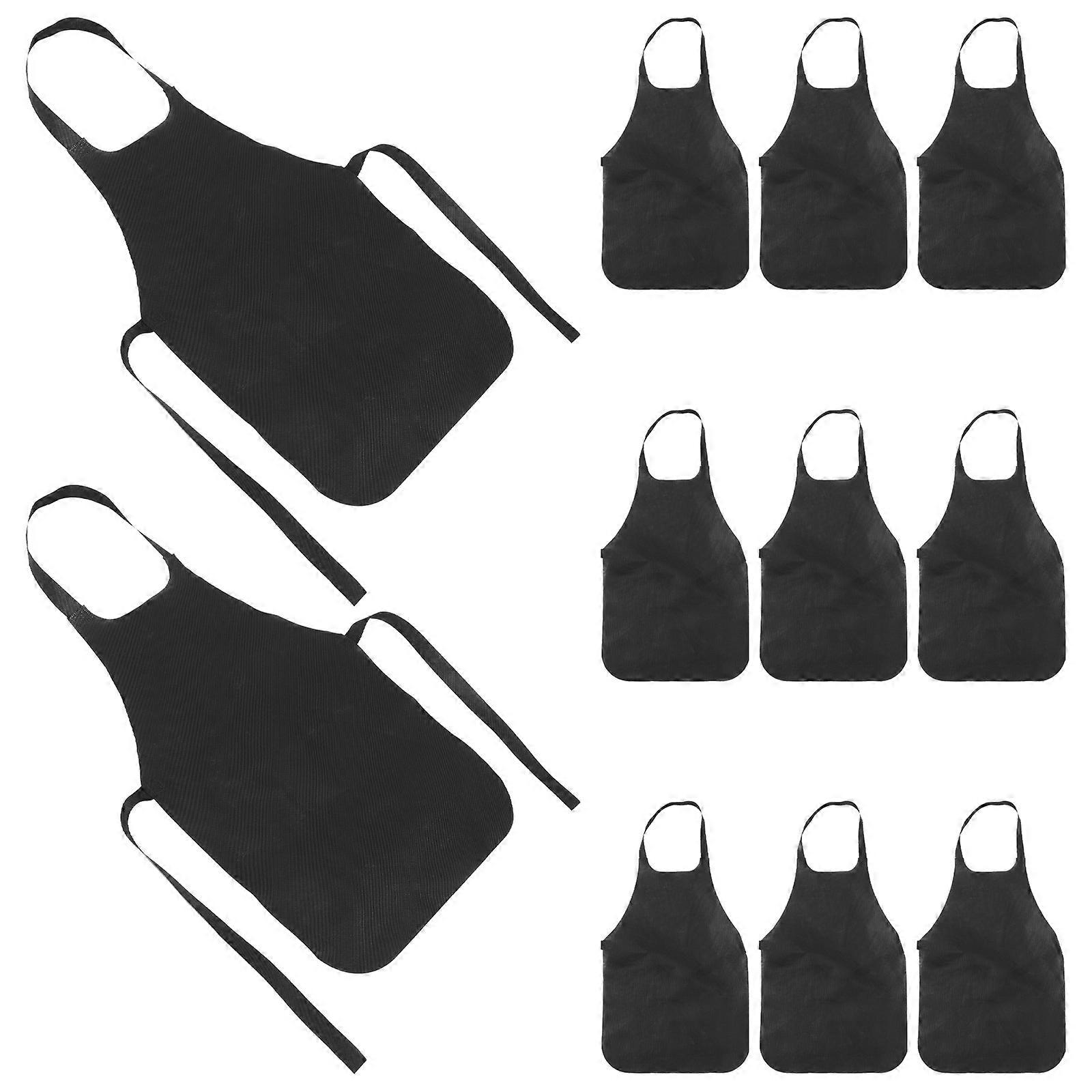 Black Disposable Non Woven Aprons for Cooking and Painting Activities Thickened Oil Proof Size 11pcs