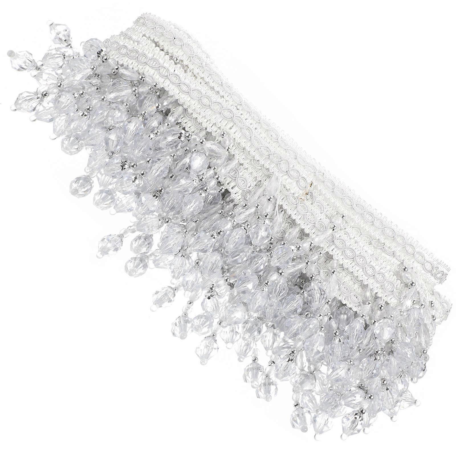 Beaded Fringe Trim Decorative DIY Curtain Edging with Unique Beads for Home, Tailor Shops, and Craft Projects Versatile Yarn for Sofa Covers and