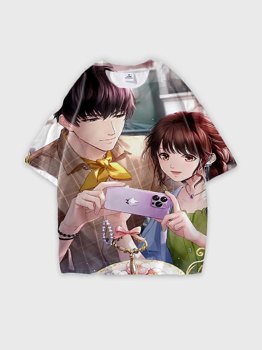 T-shirt round neck Role Pattern loose short sleeve E857