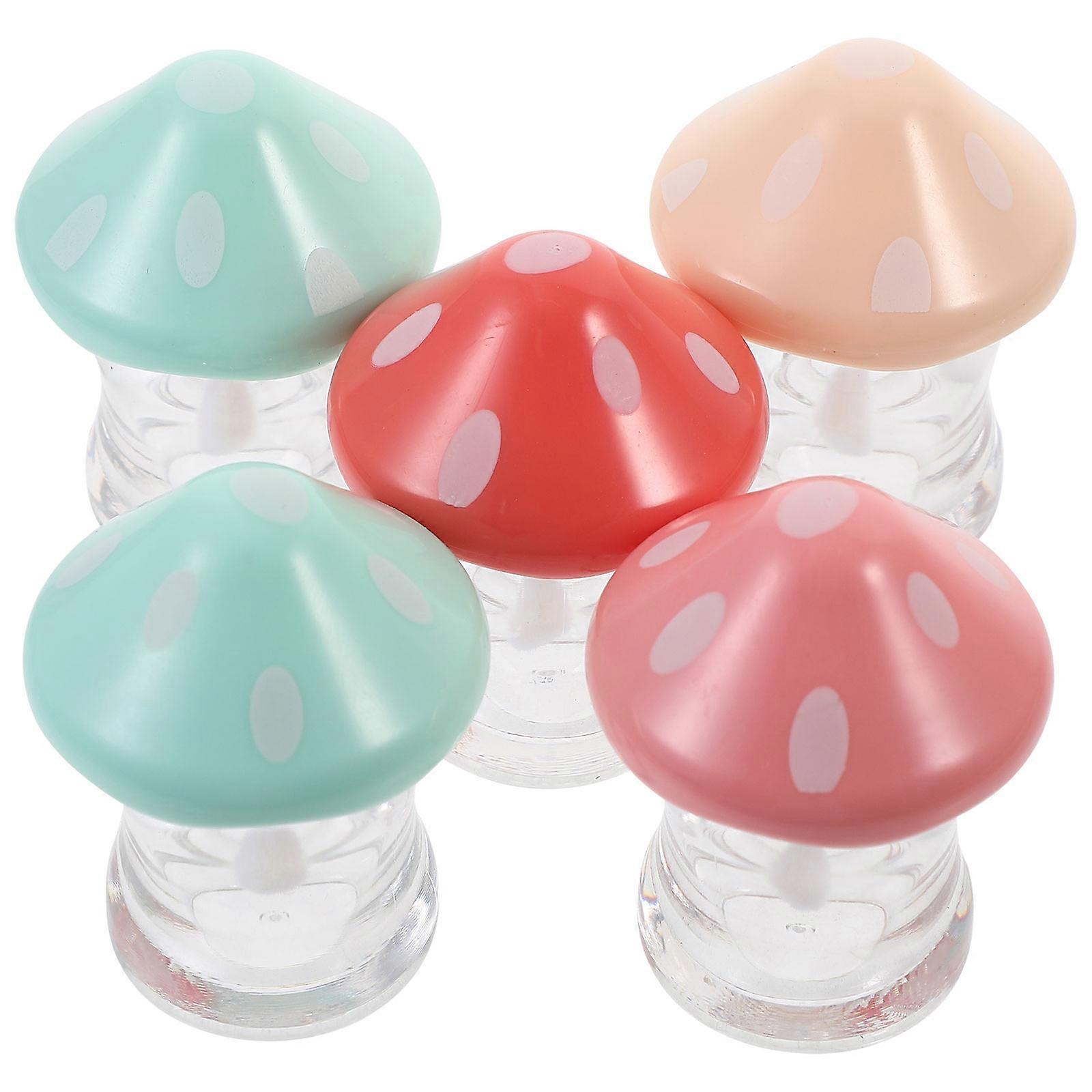 5Pcs Lip Gloss Tubes With Wand Perfect For Women Assorted Color Mushroom Shape Reusable
