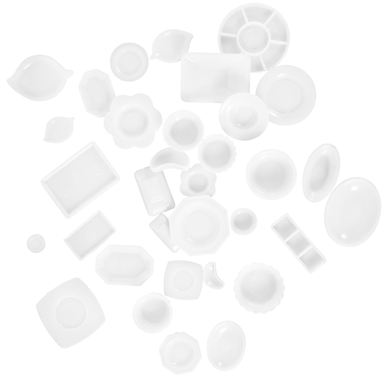 White Plastic Kitchenware Set for Decor 1 Set Miniature Doll House Tableware Fits Any Scene