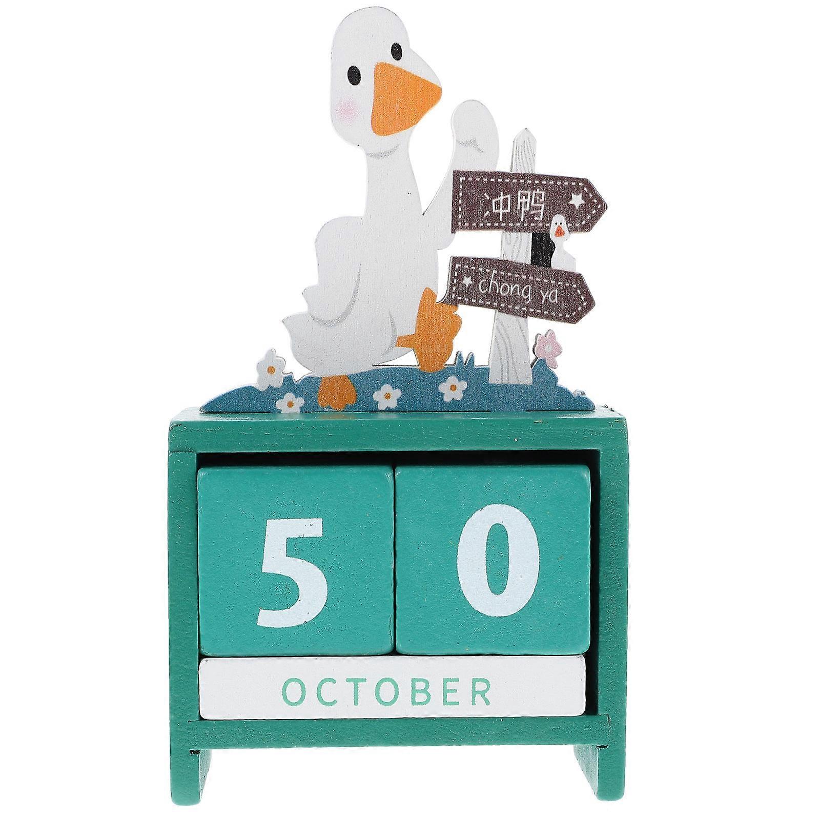 Decorative Desk Calendar Solid Wood Classic Design For Families Teachers Students Office Use 1Pack