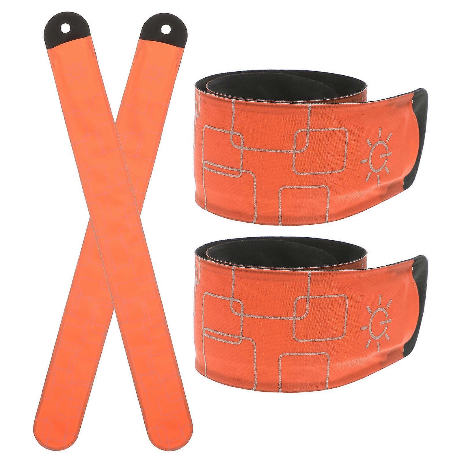 Outdoor Running Gear Women High Brightness LED Illumination Horse Ankle Bands Adjustable Leg Wraps Design Orange 4Pcs