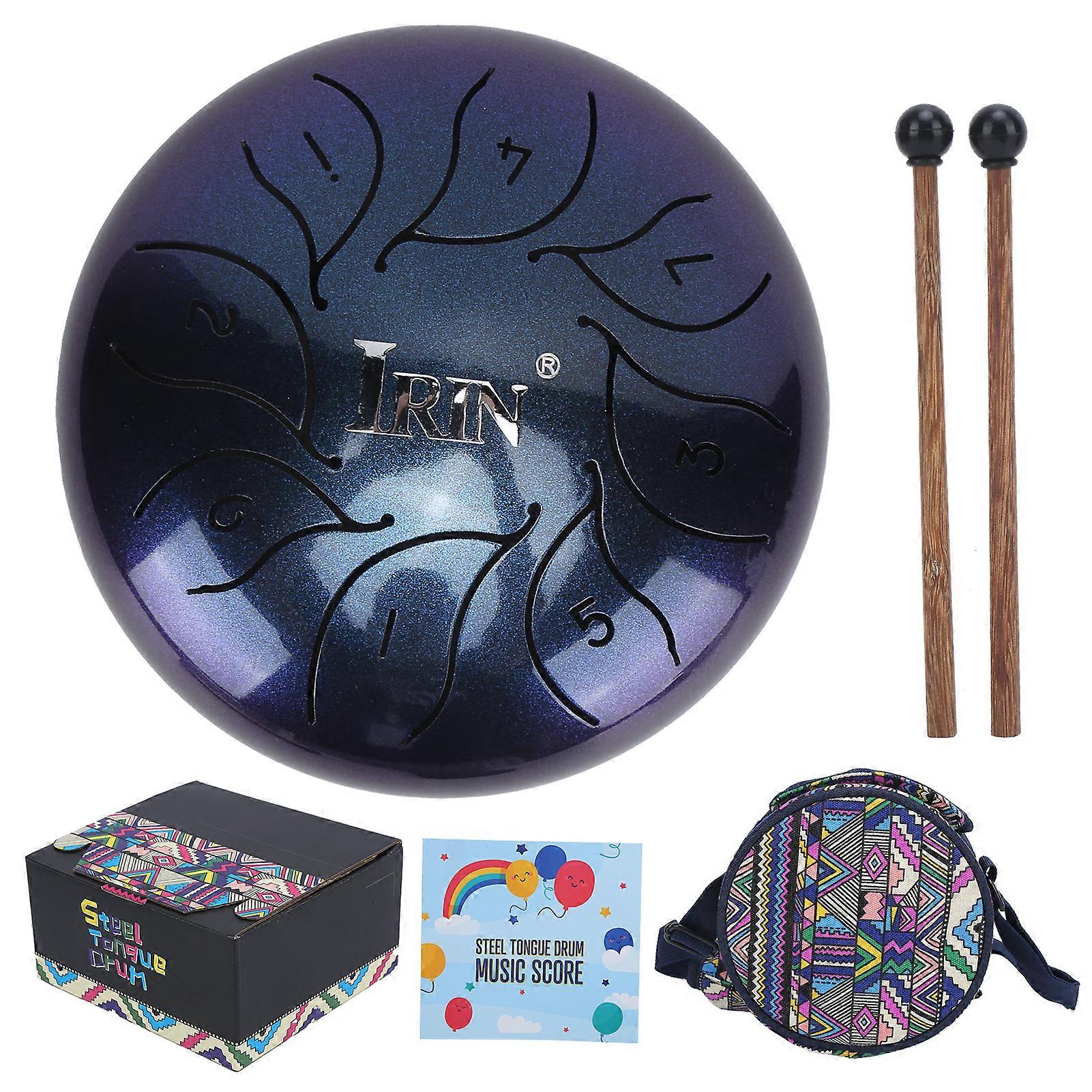 Tongue Drum Metal Pan Tank Handpan 5.5in Percussion Instrument Portable Set Kit with MalletStar Sky Blue