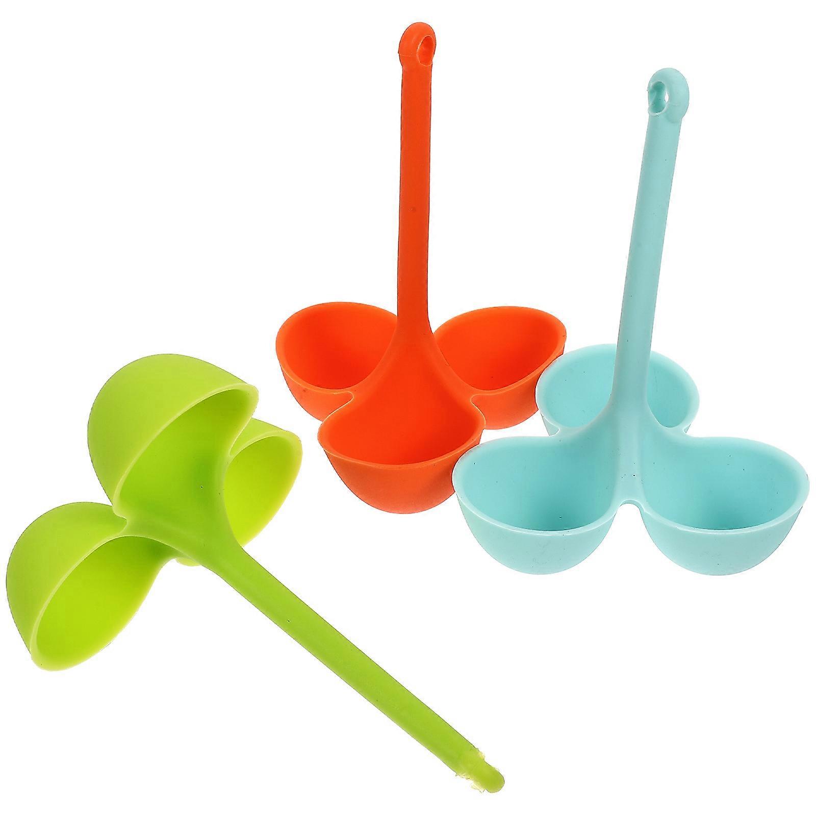 Boiling Egg Holder Three Grid Egg Poacher for Cooking Eggs Odorless Silicone 3.9×3.9×5.7in 3Pcs