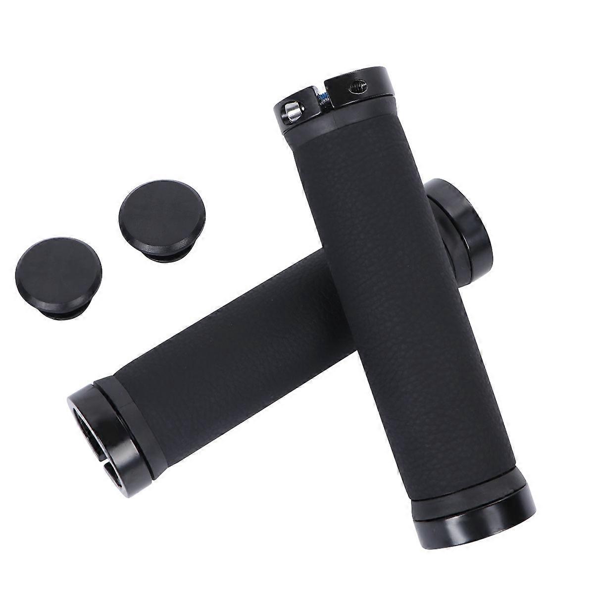 Cycling Grips Cover with Ergonomic Groove Handle Design for Mountain Bike Black Synthetic and Alloy 1 Pair