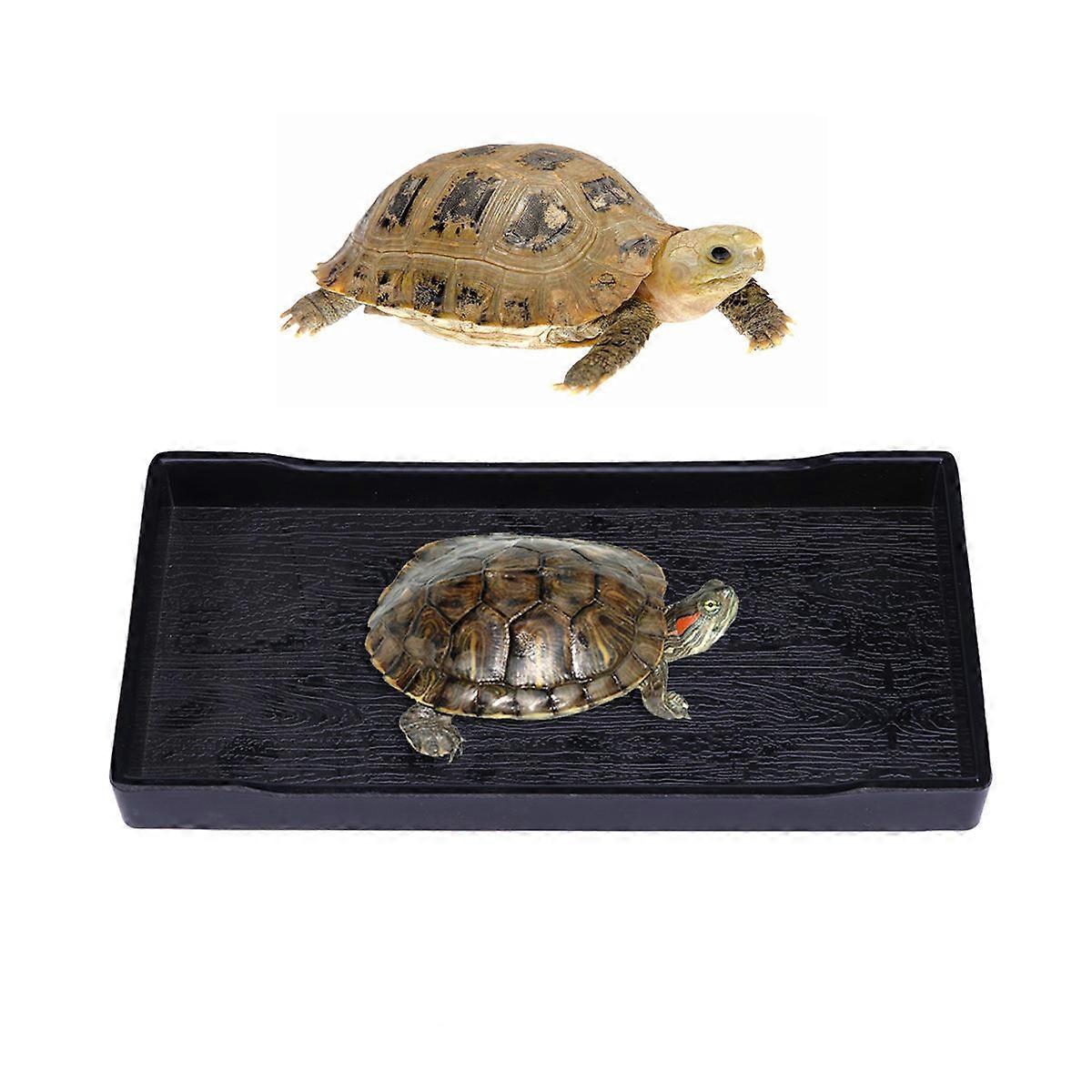 Unbreakable Shallow Turtle Bowl for Small Pets – Black Reptile Feeding Dish for Eating, Drinking, Bathing