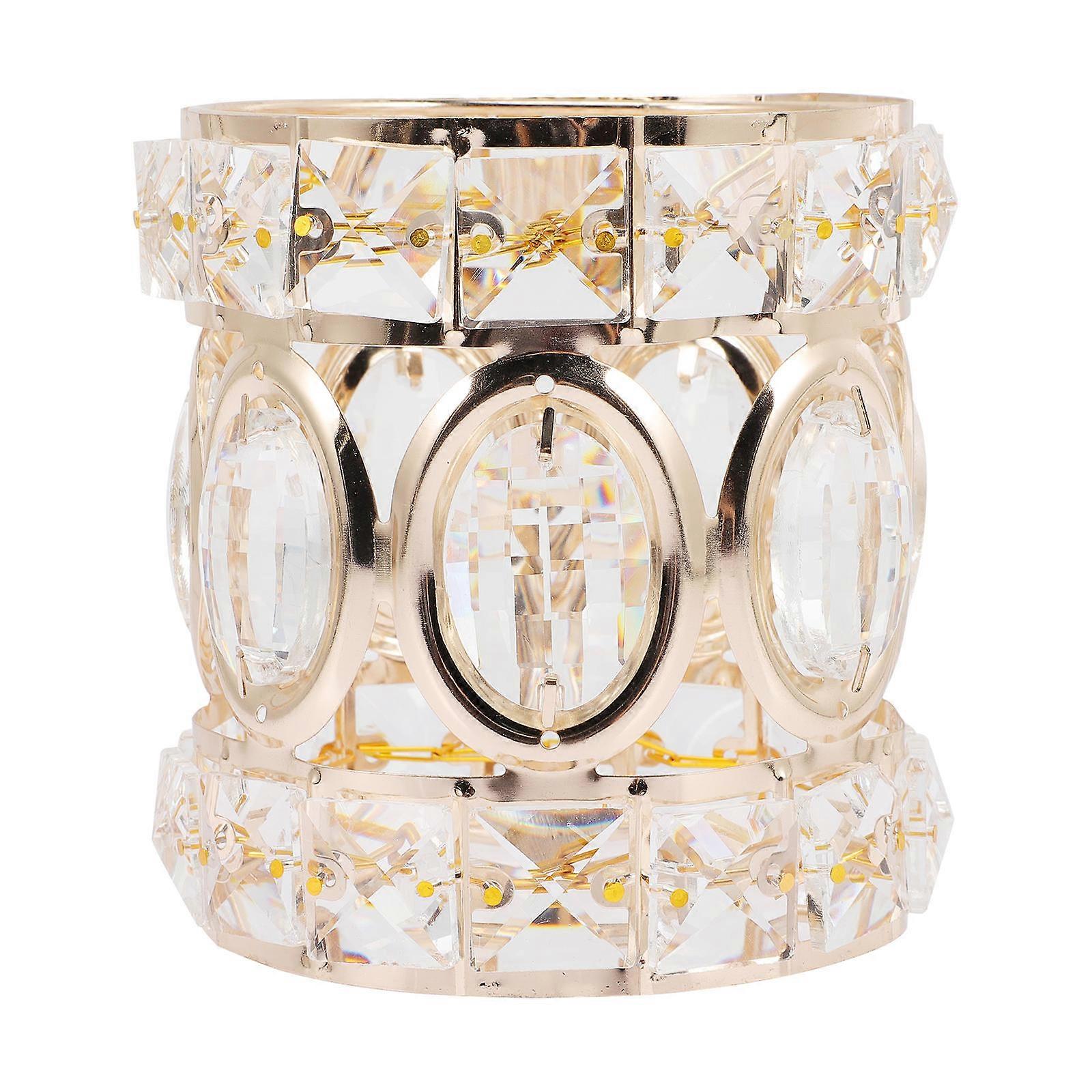 Modern Golden Crystal Lamp Shade for Chandelier Table Use with E27 Base-Compatible LED