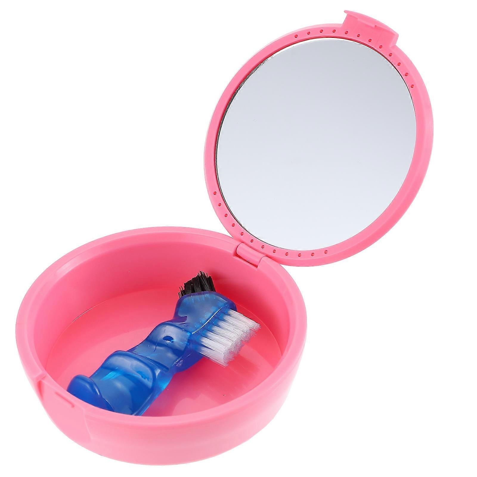 Compact Denture Brush Case For People With Dentures 9x9cm Cleaning Brush 1Set
