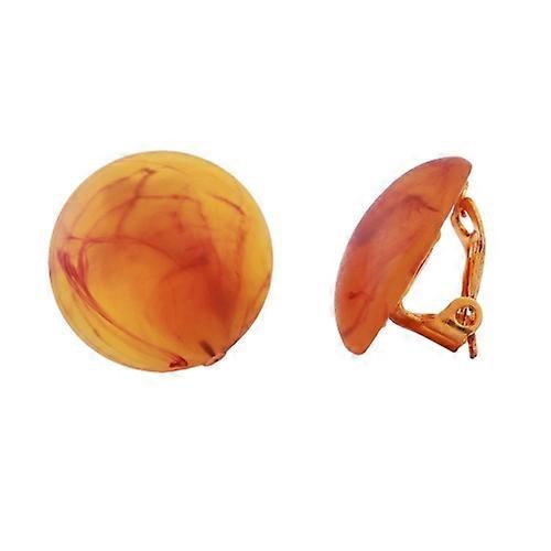 Clip Earring 17mm amber marbled flat matt plastic