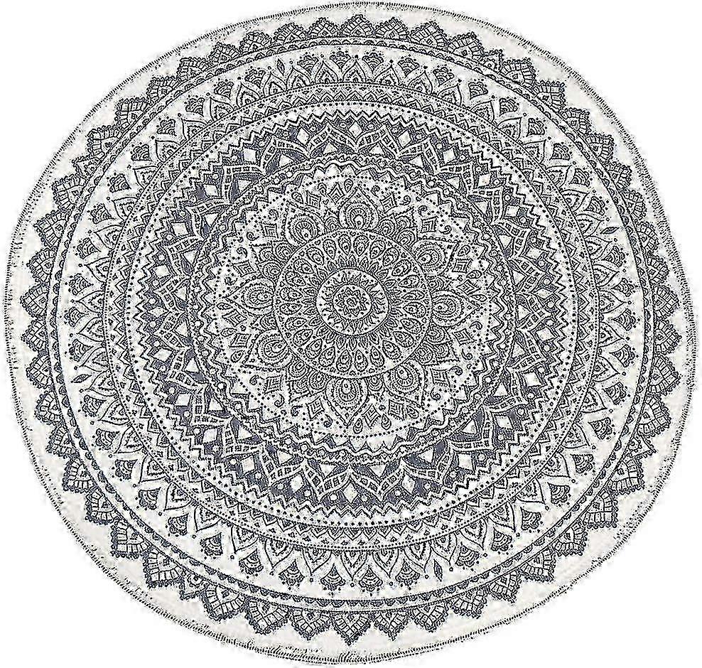 2025 Boho Round Woven Carpet for Living Room Bedroom - Printed Thin Carpet